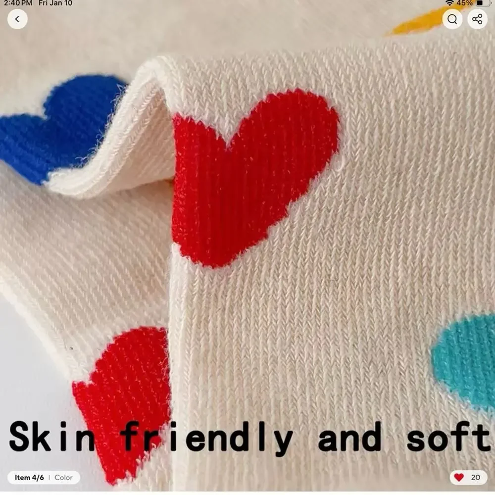New lot of 3 girls heart socks  4-6